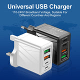 Cargador de teléfono PD QC3.0+2.4A Tipo-c con 2 USB de carga rápida