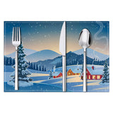 Christmas placemat white hemp Christmas scenery print home table mat living room dining table coaster - V.I.P Digital Presence