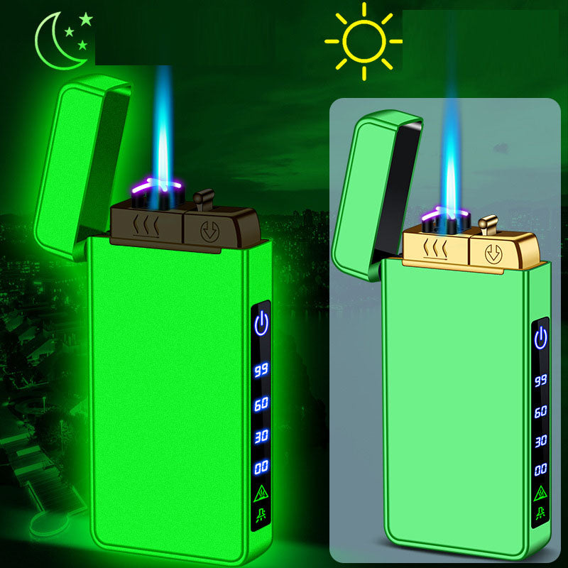 Gas electric triple fire metal windproof inflatable charging lighter personalized and creative trendy gift for boyfriend - V.I.P Digital Presence