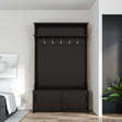 Hall tree with roof rack and storage platform, corridor shoe cabinet with sliding door, clothes hanger with 5 hooks black - V.I.P Digital Presence