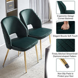 Dark Green Velvet Dining Chairs with Metal Legs and Hollow Back Upholstered Dining Chairs Set of 4 - V.I.P Digital Presence