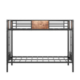 Bunk Bed Twin Over Twin Size Metal Bunk Bed with Ladder and Full-Length Guardrail Metal Bunk Bed Black - V.I.P Digital Presence