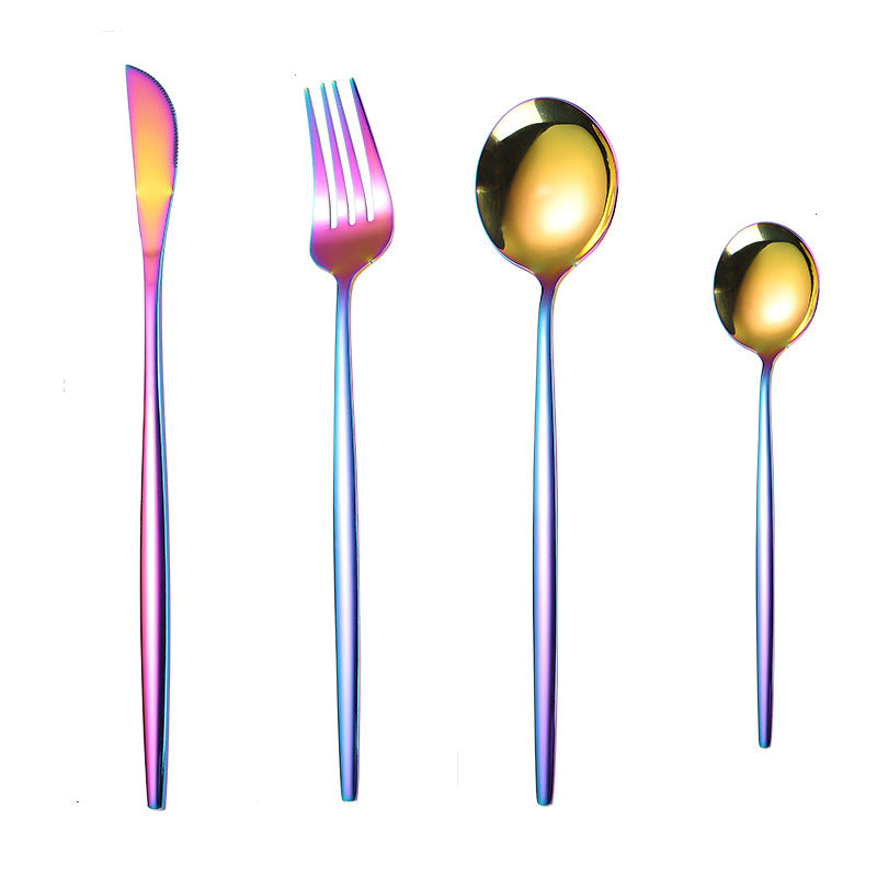 Portuguese Stainless Steel Knife Fork Spoon Golden Steak Knife Fork Set Four-Piece Tableware Set - V.I.P Digital Presence