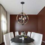 Farmhouse Chandelier Light Fixtures 4-Light Dining Room Light Fixtures Height Adjustable Rustic Wood Light - V.I.P Digital Presence