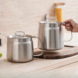 Stainless steel 304 oil filter pot, household oil storage tank with filter screen for separating oil residue, frying basket, fry - V.I.P Digital Presence