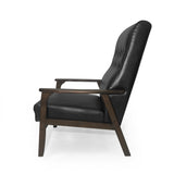 Mid Century Modern Upholstered Accent Chair, Matte Black Faux Leather - V.I.P Digital Presence