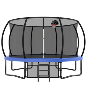 12FT Recreational Kids Trampoline with Safety Enclosure Net & Ladder, Outdoor Recreational Trampolines - V.I.P Digital Presence