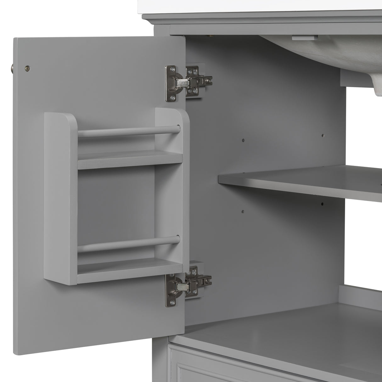 30inchgrey Bathroom Vanity with Sink ComboMulti-functional Bathroom Cabinet with Doors and Drawer Solid Frame and MDF Board - V.I.P Digital Presence