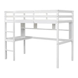 Twin Loft Bed with built-in desk and bookcase of three compartments, Guardrails and Ladder,White - V.I.P Digital Presence
