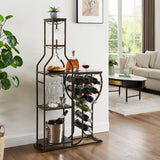 Grey 11 bottle wine grill, 5-layer independent wine rack, with hanging glass rack and storage rack for home wine storage - V.I.P Digital Presence