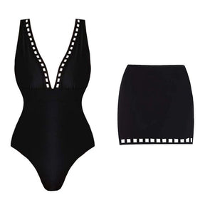 V-neck hollow sexy one-piece swimsuit women's set - V.I.P Digital Presence