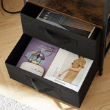 Tea table with charging station, bedside table with USB port, socket and cloth bag, 2 drawers - V.I.P Digital Presence