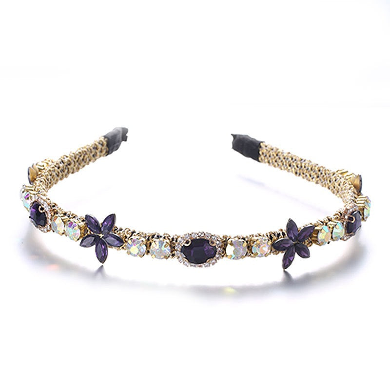 Crystal flower set with colorful glass diamond fine edge hair hoop - V.I.P Digital Presence