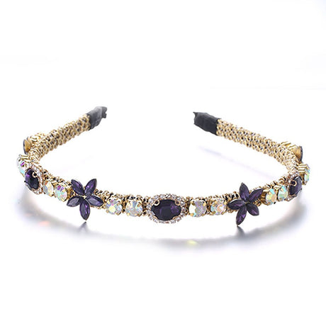 Crystal flower set with colorful glass diamond fine edge hair hoop - V.I.P Digital Presence