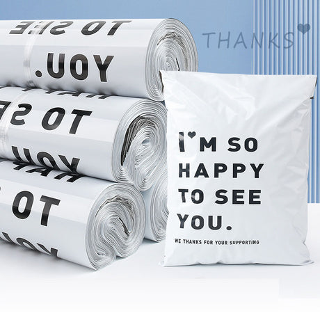 Thickened express bag, packaging bag, white English printing bag, logistics clothing packaging bag, waterproof bag - V.I.P Digital Presence