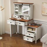 46.5-inch dressing table with adjustable LED lighting mirror and charging station, equipped with soft cushioned stool - V.I.P Digital Presence