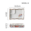 Dumpling plate sushi plate round square plate with soy sauce and vinegar partitioned snack plate ceramic plate for home use - V.I.P Digital Presence