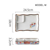 Dumpling plate sushi plate round square plate with soy sauce and vinegar partitioned snack plate ceramic plate for home use - V.I.P Digital Presence