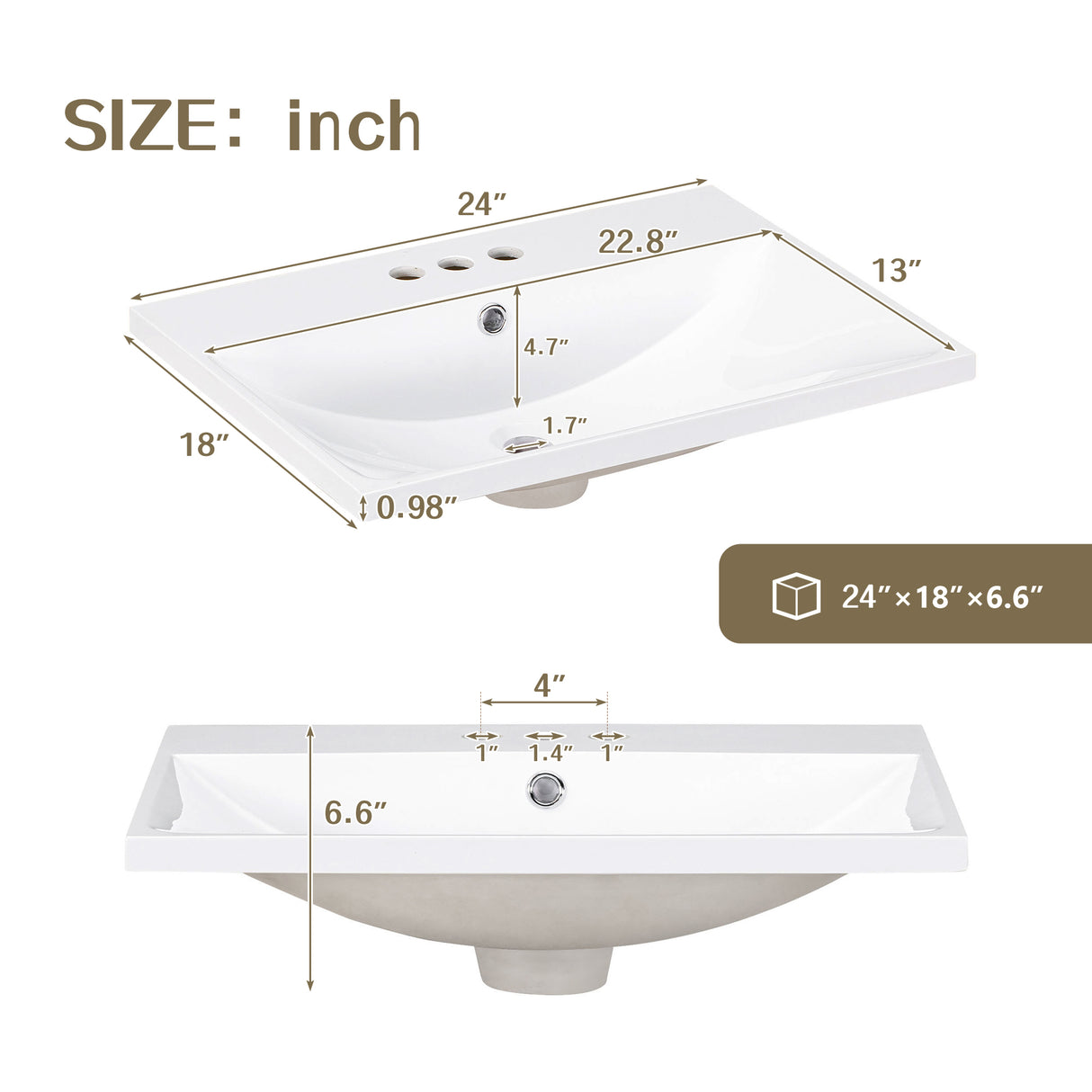 24" White Modern Sleek Bathroom Vanity Elegant Ceramic Sink with Solid Wood Frame Open Style Shelf - V.I.P Digital Presence