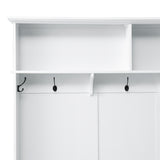 ON-TREND Modern Style Hall Tree with Storage Cabinet and 2 Large Drawers, Widen Mudroom Bench with 5 Coat Hooks, White - V.I.P Digital Presence