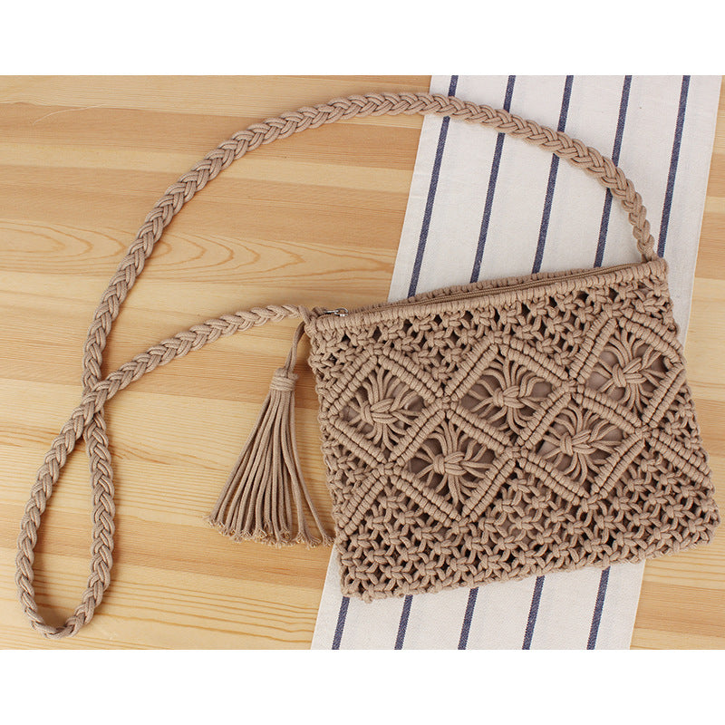 Tassel Handheld Woven Bag Retro Handheld Woven Bag Summer Vacation Tourism Beach Bag - V.I.P Digital Presence