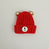 Gorro de punto cálido para niños de otoño e invierno, bonito gorro de lana de color caramelo con forma de oso, gorro cálido coreano para bebés, para hombres y mujeres, tendencia