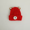 Gorro de punto cálido para niños de otoño e invierno, bonito gorro de lana de color caramelo con forma de oso, gorro cálido coreano para bebés, para hombres y mujeres, tendencia
