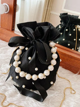 Pearl Detail Solid Color Bucket Bag - V.I.P Digital Presence