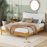 Queen Size Rubber Wooden , Solid Wooden Bed with Teddy Velvet Cushion Upholstered Headboard, Enhanced by Support Feet - V.I.P Digital Presence