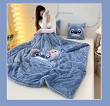 Double sided Arctic fleece pillow with embroidered fabric, dual-use office car nap blanket cushion - V.I.P Digital Presence