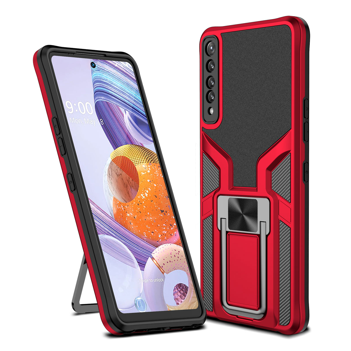 Adecuado para LGSTYLO7 Funda protectora para teléfono móvil LGSTYLO7 Funda magnética con soporte creativo para coche 