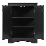 Black Triangle Bathroom Storage Cabinet with Adjustable Shelves, Freestanding Floor Cabinet for Home Kitchen - V.I.P Digital Presence