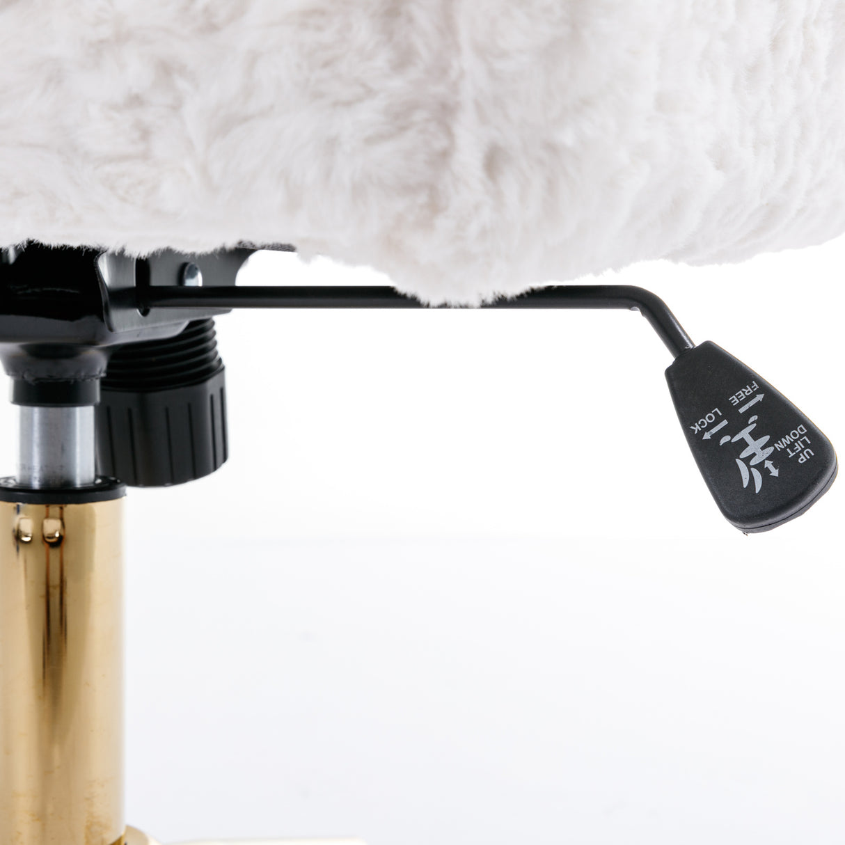 Artificial rabbit hair gold metal base home office chair adjustable chair rotating office chair, dressing chair (beige)