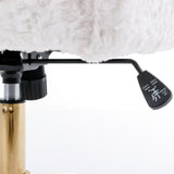 Artificial rabbit hair gold metal base home office chair adjustable chair rotating office chair, dressing chair (beige)