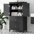 Bathroom Storage Cabinet, Cabinet with Two Doors and Drawers, Adjustable Shelf, MDF Board, Black - V.I.P Digital Presence