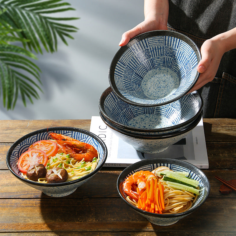Lamian Noodles Bowl Sea Ripple Bamboo Hat Bowl Creative Large Soup Bowl Beef Noodle Bowl Home Vintage Bowl - V.I.P Digital Presence