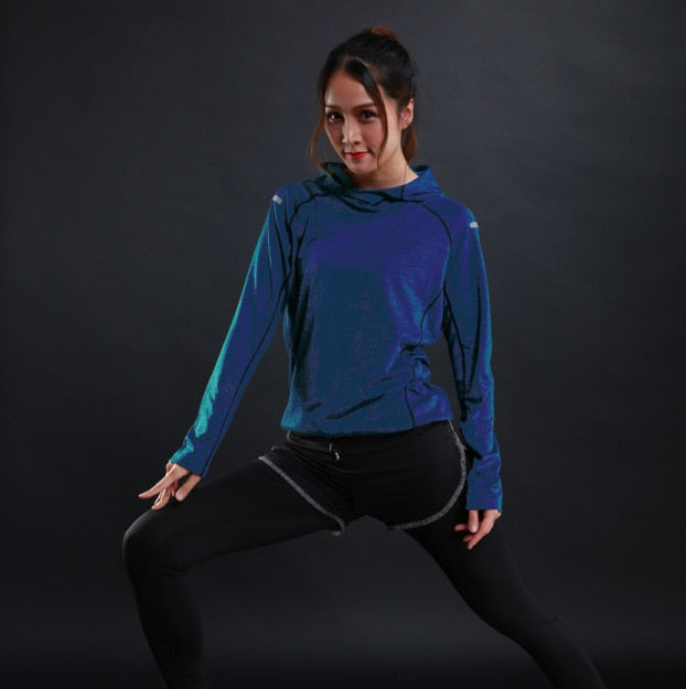 Autumn Thin Women Running T Shirts Gym Fitness Long Sleeves Sweatshirts Quick Dry Training Breathable Hood Sports Yoga Clothing - V.I.P Digital Presence