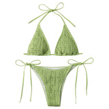 Printed lace up neck hanging sexy bikini triangle hot spring split swimsuit for women - V.I.P Digital Presence