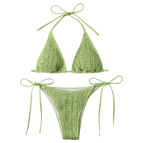 Printed lace up neck hanging sexy bikini triangle hot spring split swimsuit for women - V.I.P Digital Presence