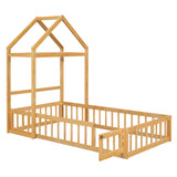 Wooden Twin Size Children's Bed with Detachable Headboard and Integrated Clothes Drying Rack, Natural - V.I.P Digital Presence