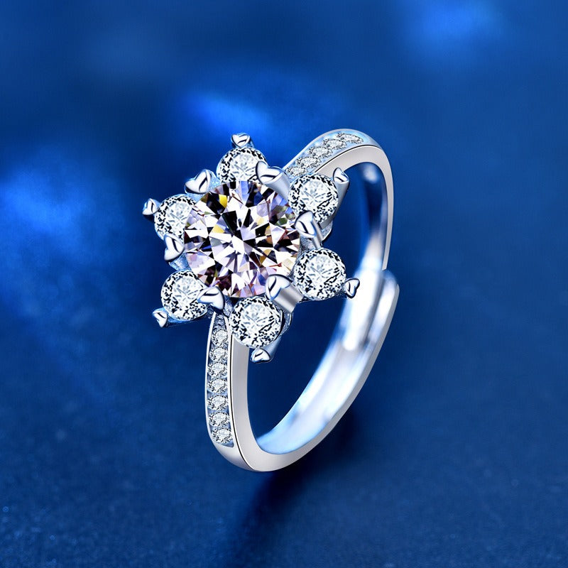 Mozambique 925 sterling silver ring with a female design sense, niche snowflake ring - V.I.P Digital Presence