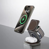 Three in one wireless charger with foldable magnetic suction suitable for iPhone wireless charging, phone holder desktop - V.I.P Digital Presence
