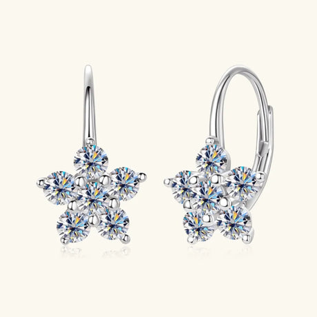1.2 Carat 925 Sterling Silver Moissanite Flower Huggie Earrings - V.I.P Digital Presence
