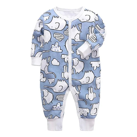 Newborn Footed Pajamas Zipper Girl and Boy Romper Long Sleeve Jumpsuit Cotton Solid White Fashion 0-24 Months Baby Clothes - V.I.P Digital Presence