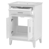 24" Bathroom Vanity with Sink, Bathroom Vanity Cabinet with One Flip Drawer and Doors, Solid Wood and MDF, White - V.I.P Digital Presence
