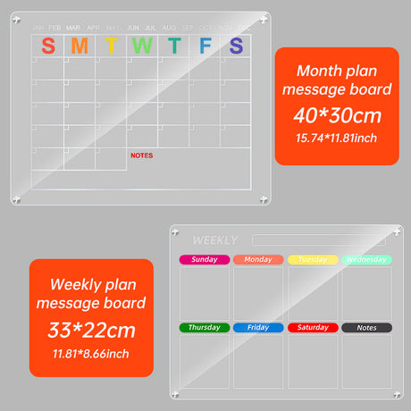 Acrylic message board magnetic refrigerator sticker household erasable calendar transparent note display board - V.I.P Digital Presence