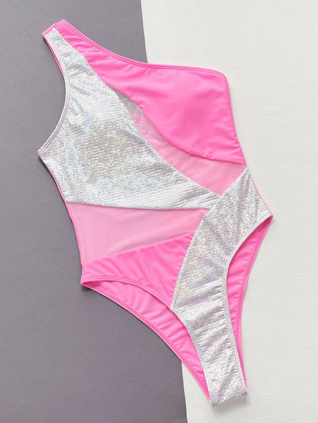 Contrast Panel One-Piece Swimsuit - V.I.P Digital Presence