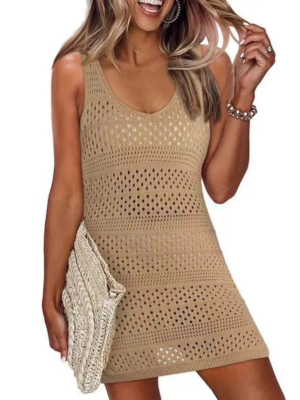 Openwork Scoop Neck Cover Up - V.I.P Digital Presence