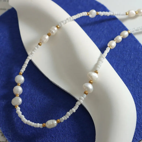 Titanium Steel Glass Bead Pearl Necklace - V.I.P Digital Presence