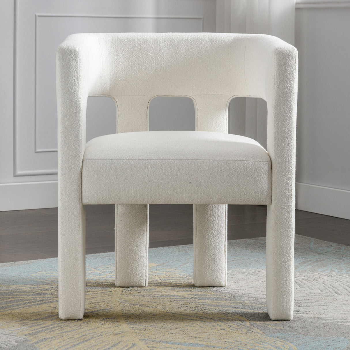 Contemporary Designed Fabric Upholstered Accent Chair Dining Chair for Living Room, Bedroom, Dining Room, Beige - V.I.P Digital Presence
